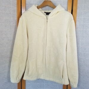 Women's Vintage Woolrich Off-White Teddy Jacket Hoodie Size Large